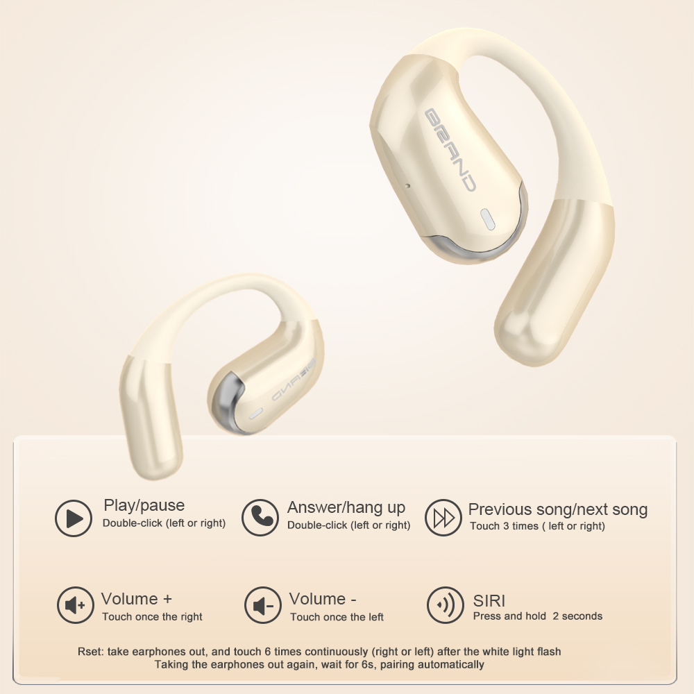 S22pro nouveau design OWS écouteurs Bluetooth sans fil à oreille ouverte en silicone