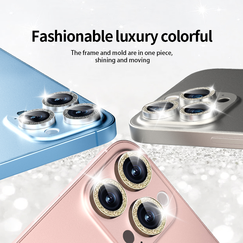 Protecteur d'écran pour objectif de caméra, diamant brillant, pour IPhone 15 Pro Max, 9H, métal individuel avec Film d'objectif de caméra en verre
