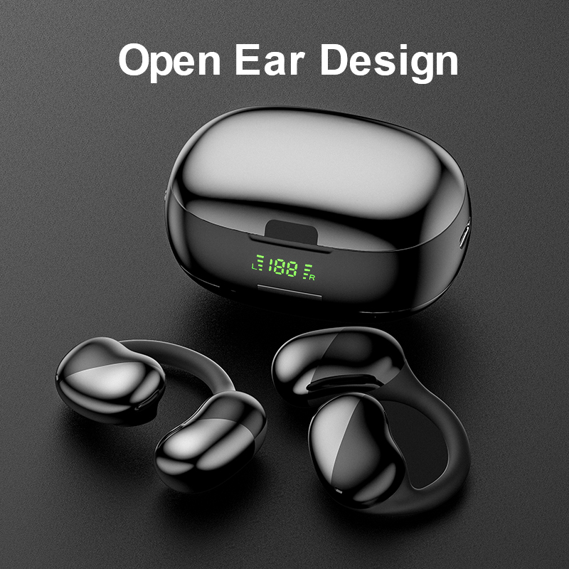 Nouvelles idées de produits Affichage numérique à charge rapide TYPE-C Casque de sport à oreille ouverte Bluetooth OWS