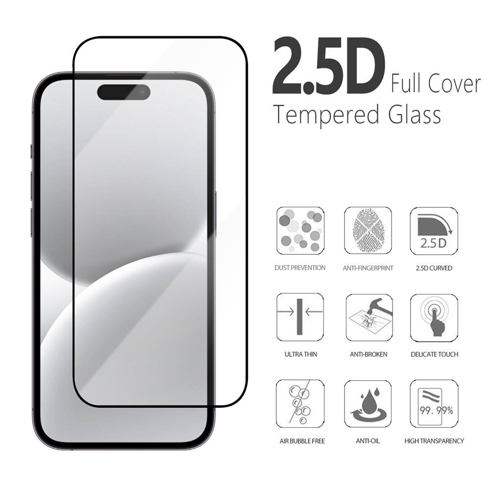 Protecteur d'écran pour iPhone 16/16 Pro, en verre trempé, antidéflagrant, sérigraphie, couverture complète, vente en gros