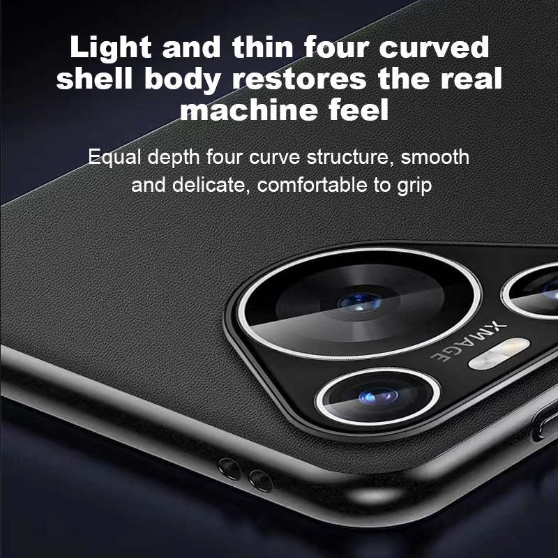 Coque de protection en cuir végétalien, étui complet pour Huawei P70, avec lunette plaquée, Texture cuir, 13T