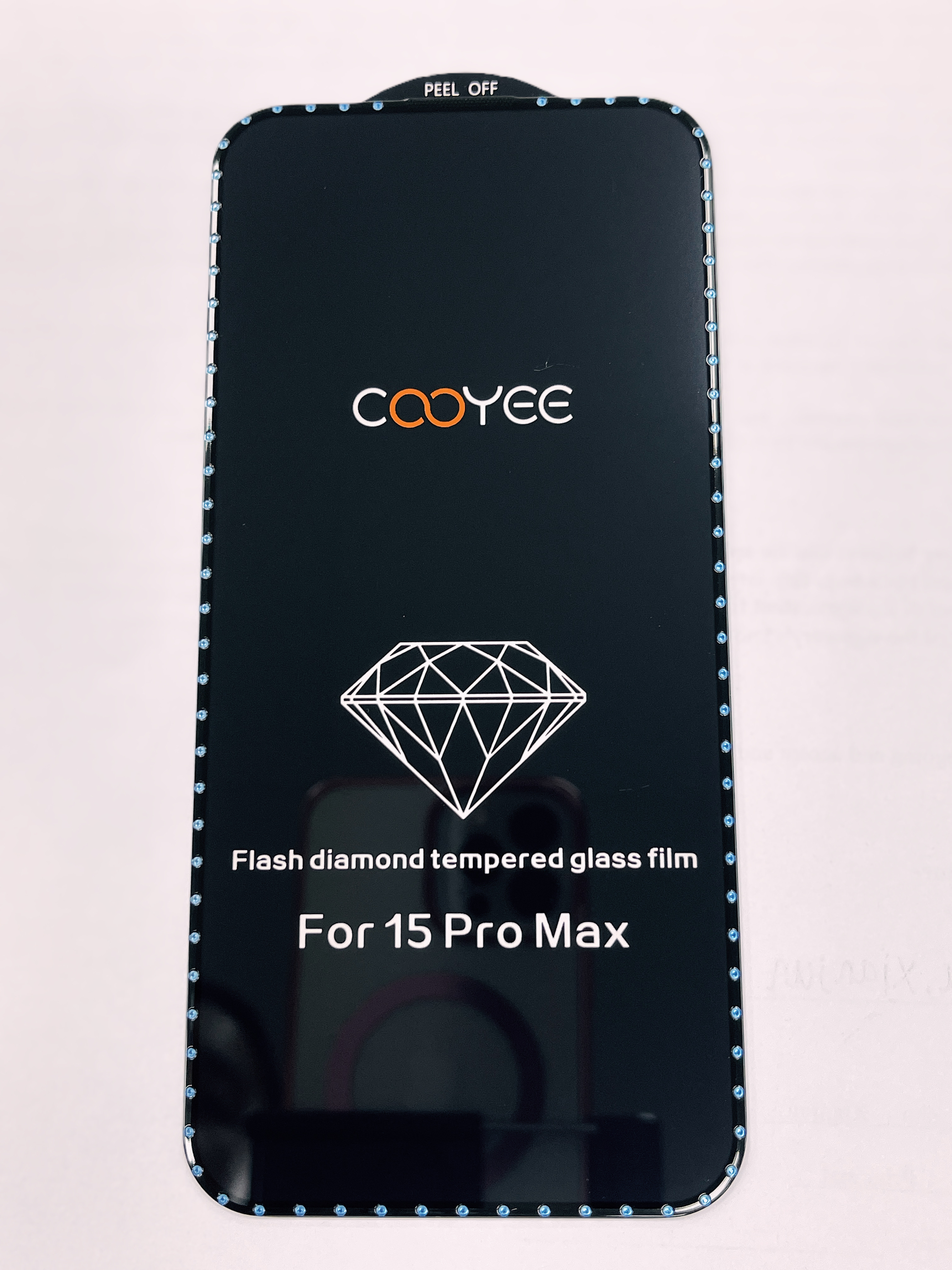 Diamond Apple 15 Pro Max Protecteur d'écran pour téléphone portable en verre trempé transparent Film anti-chute Couverture plein écran Empreintes digitales antiadhésives