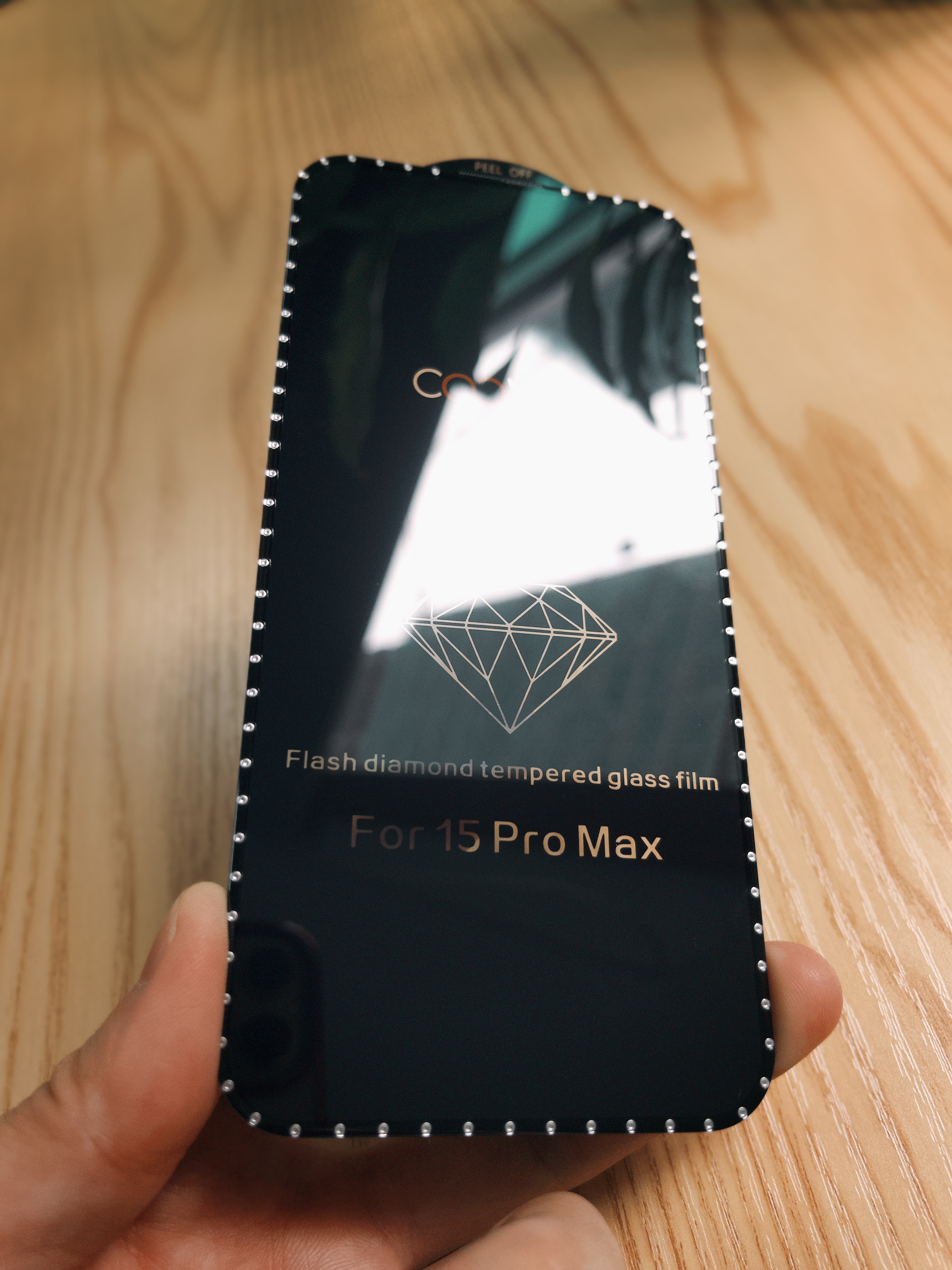 Diamond Apple 15 Pro Max Protecteur d'écran pour téléphone portable en verre trempé transparent Film anti-chute Couverture plein écran Empreintes digitales antiadhésives